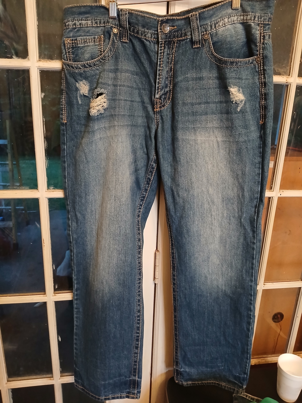 TK AXEL Men's Distressed Blue Denim Jeans